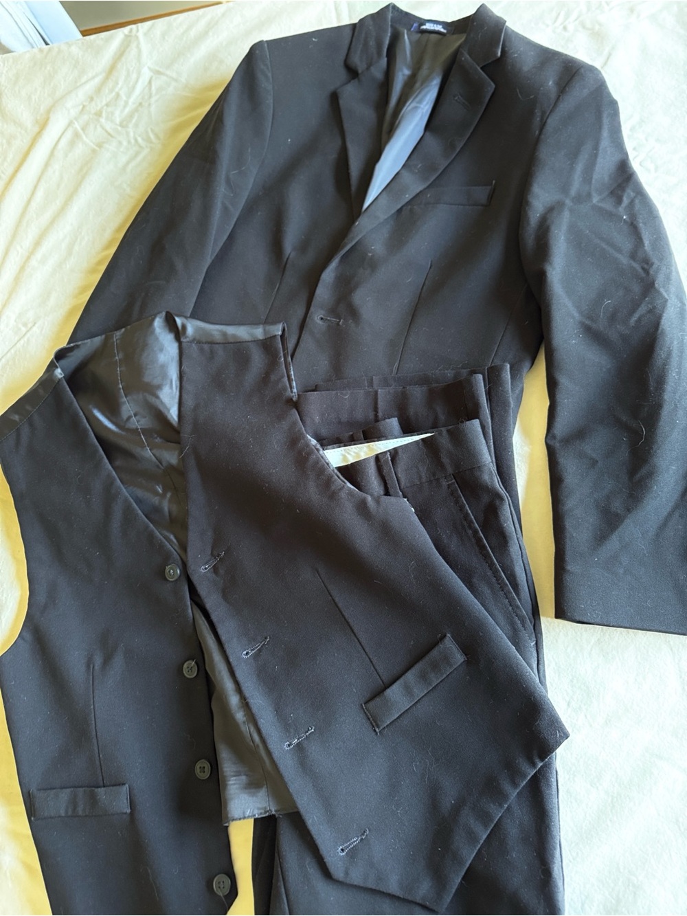 Chaps Boys Black Three-Piece Suit - Classic Tailored Blazer, Vest & Trousers